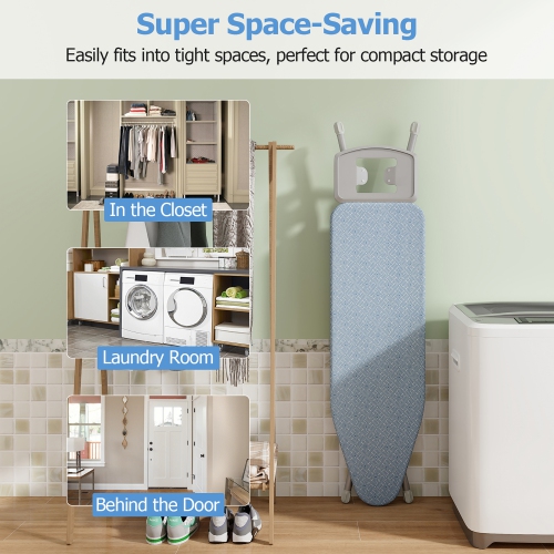 Gymax 57'' x 15'' Foldable Ironing Board w/ 7-Level Height Heat-resistant Ironing Cover blue