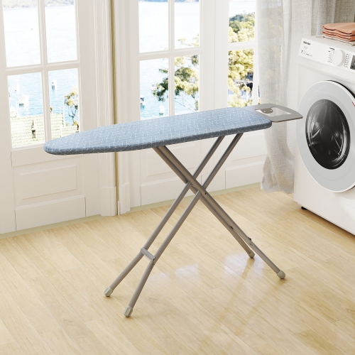 Gymax 48'' x 13.5'' Carbon Steel Ironing Table w/ 7-Level Height & Heat Resistant Cover