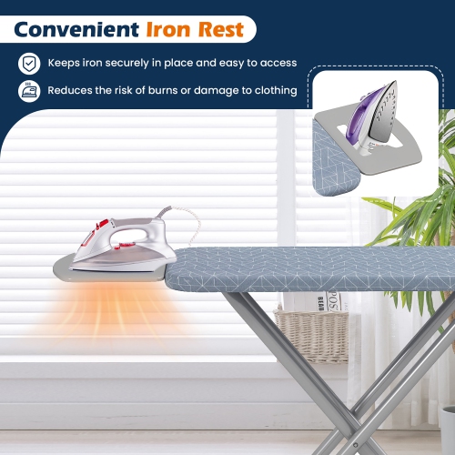 Gymax 48'' x 13.5'' Carbon Steel Ironing Table w/ 7-Level Height & Heat Resistant Cover