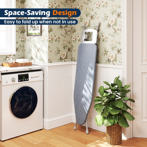 Gymax 48'' x 13.5'' Carbon Steel Ironing Table w/ 7-Level Height & Heat Resistant Cover