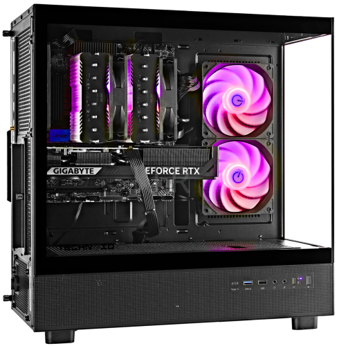 TECHNOID Glass Black Gaming PC – GeForce RTX 5070 – AMD Ryzen 7 7700x – 32GB DDR5 – 1TB SSD – AI Ready – VR Compatible – Win 11 Home