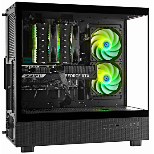 TECHNOID Glass Black Gaming PC – GeForce RTX 5070 – AMD Ryzen 7 7700x – 32GB DDR5 – 1TB SSD – AI Ready – VR Compatible – Win 11 Home