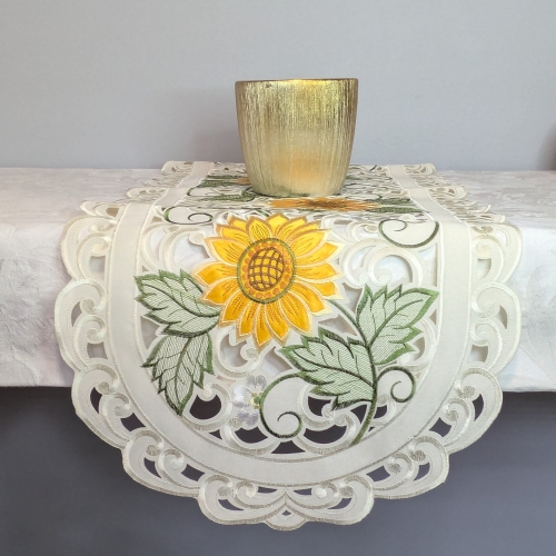 Chemin de table rectangulaire brodé de tournesol, décoration de table de 13 x 26 po, résistance à l'eau, lavable à la machine