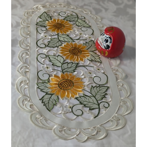 Chemin de table rectangulaire brodé de tournesol, décoration de table de 13 x 26 po, résistance à l'eau, lavable à la machine