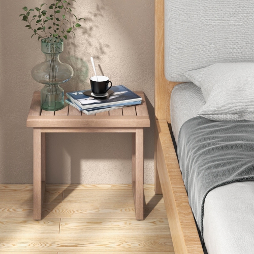 Gymax 19'' Indonesia Teak Wood Shower Bench 2-Tier Waterproof Bath Spa Stool for Indoor & Outdoor