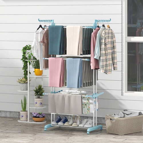 Gymax 3-tier Folding Clothes Drying Rack w/ Rotatable Side Wings & Collapsible Shelves