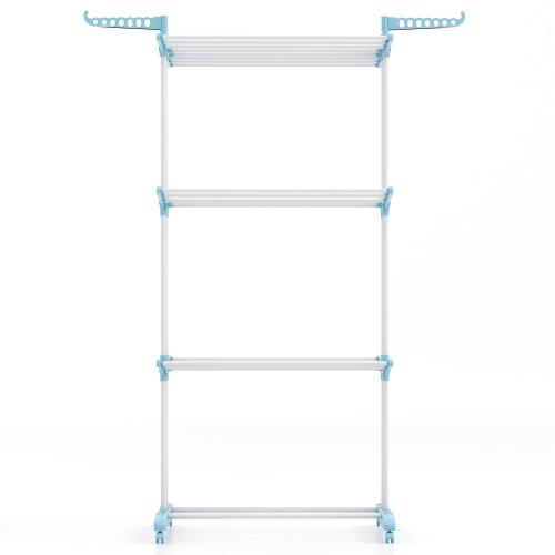 Gymax 3-tier Folding Clothes Drying Rack w/ Rotatable Side Wings & Collapsible Shelves