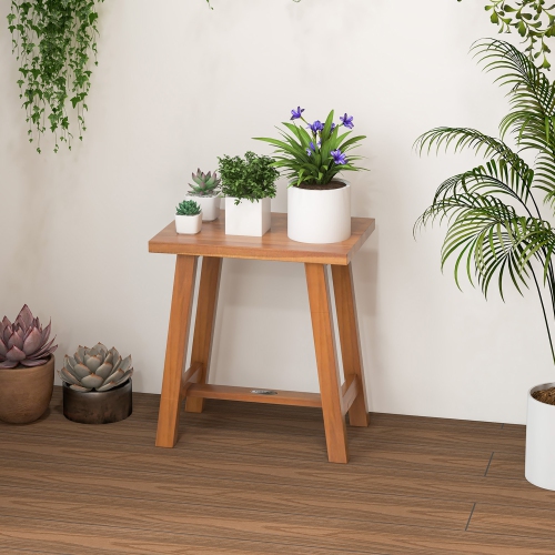 Gymax Teak Shower Bench Bathroom Shower Stool for Shaving Legs & Spa Bath Natural