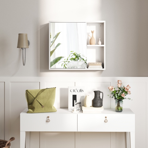 Gymax Bathroom Medicine Cabinet Wall Mounted Storage Organizer w/ Single Mirror Door