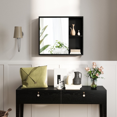 Gymax Bathroom Medicine Cabinet Wall Mounted Storage Organizer w/ Single Mirror Door