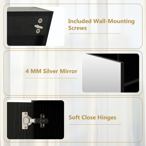 Gymax Bathroom Medicine Cabinet Wall Mounted Storage Organizer w/ Single Mirror Door