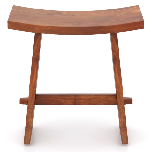 Gymax 20 Inch Teak Wood Shower Bench w/ Curved Seat for Inside Shower & Bath Spa