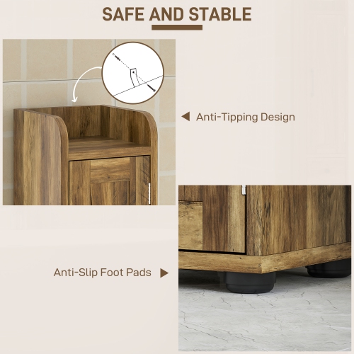 HOMCOM – Armoire de salle de bain haute 73 po, armoire de rangement étroite pour salle de bain avec portes de grange, porte-rouleau de papier