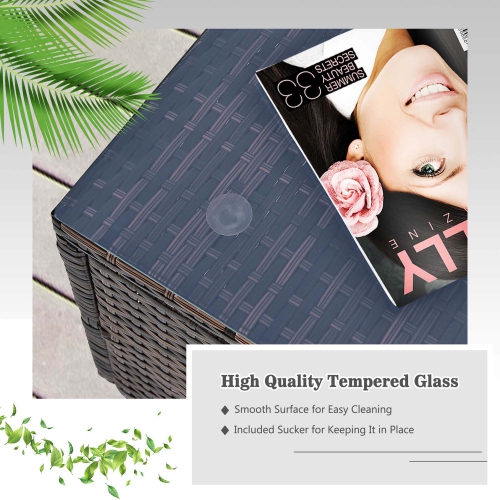 Gymax Set of 6 Rattan Furniture Set Patio Cushioned Sofa Coffee Table Brown