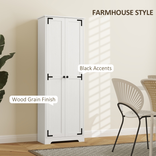 HOMCOM – Armoire garde-manger Farmhouse de 67 po, grand garde-manger de cuisine avec tablettes réglables, armoire de rangement autonome avec
