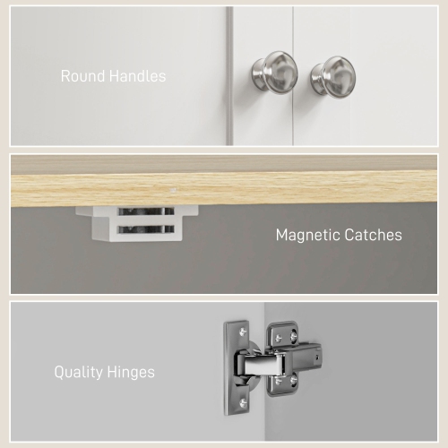 HOMCOM 72" Tall Pantry Cabinet, Kitchen Pantry Storage Cabinet with Adjustable Shelves, Freestanding Storage Cabinet with Recessed Arched Doors, White