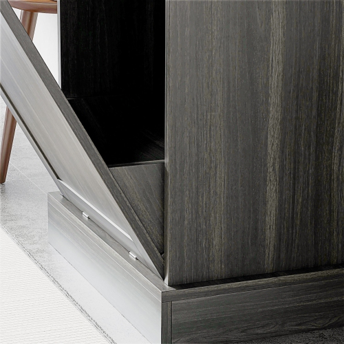 HOMCOM Tilt Out Trash Cabinet, Hidden Garbage Bin Cabinet with Drawer and Solid Wood Countertop, Free Standing Kitchen Trash Can Holder, Charcoal Grey