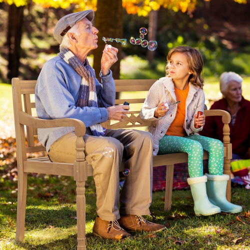 Gymax 2-Person Garden Bench w/ Wide Backrest & Curved Armrests for Backyard
