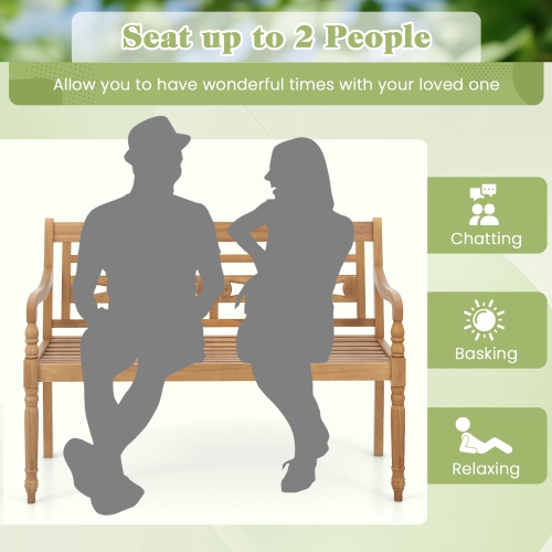 Gymax 2-Person Garden Bench w/ Wide Backrest & Curved Armrests for Backyard