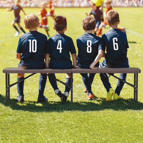 Gymax 6 ft Plastic Folding Bench Portable Fold-in-Half Seat w/ 1320 LBS Capacity Coffee