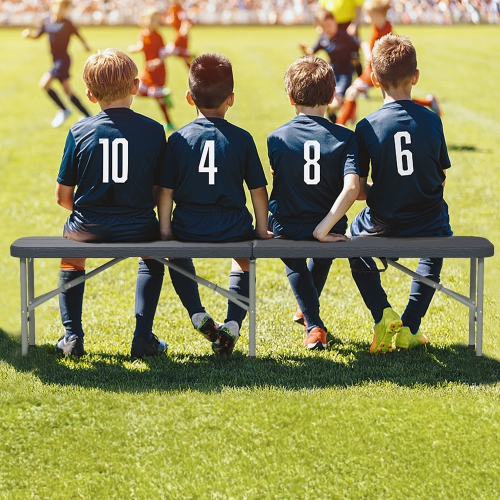 Gymax 6 ft Plastic Folding Bench Portable Fold-in-Half Seat w/ 1320 LBS Capacity Gray