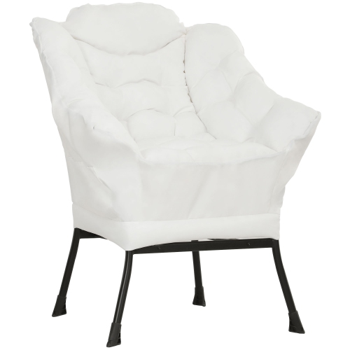 HOMCOM – Fauteuil d'appoint moderne en tissu aspect lin avec pochettes latérales et pattes solides en acier, fauteuil de lecture confortable pour le