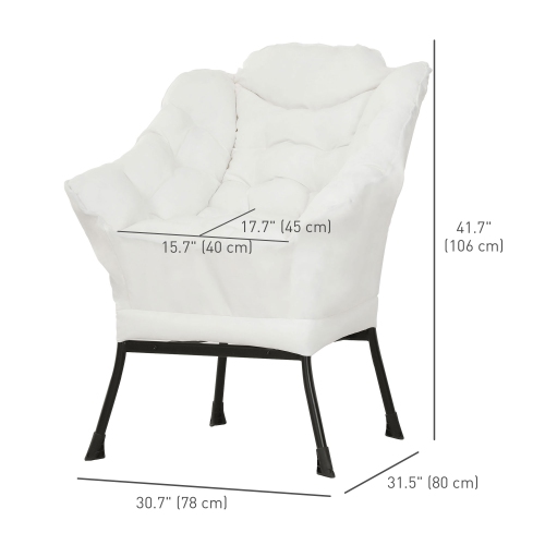 HOMCOM – Fauteuil d'appoint moderne en tissu aspect lin avec pochettes latérales et pattes solides en acier, fauteuil de lecture confortable pour le