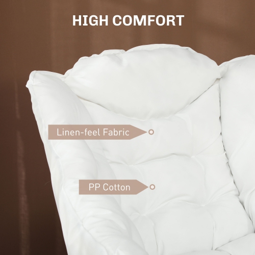 HOMCOM – Fauteuil d'appoint moderne en tissu aspect lin avec pochettes latérales et pattes solides en acier, fauteuil de lecture confortable pour le