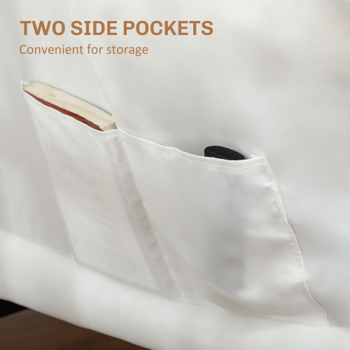 HOMCOM – Fauteuil d'appoint moderne en tissu aspect lin avec pochettes latérales et pattes solides en acier, fauteuil de lecture confortable pour le