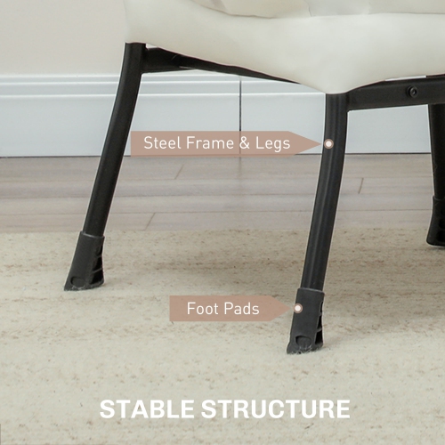 HOMCOM – Fauteuil d'appoint moderne en tissu aspect lin avec pochettes latérales et pattes solides en acier, fauteuil de lecture confortable pour le