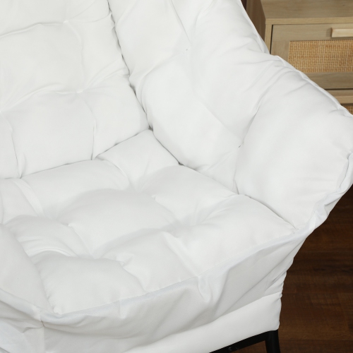 HOMCOM – Fauteuil d'appoint moderne en tissu aspect lin avec pochettes latérales et pattes solides en acier, fauteuil de lecture confortable pour le