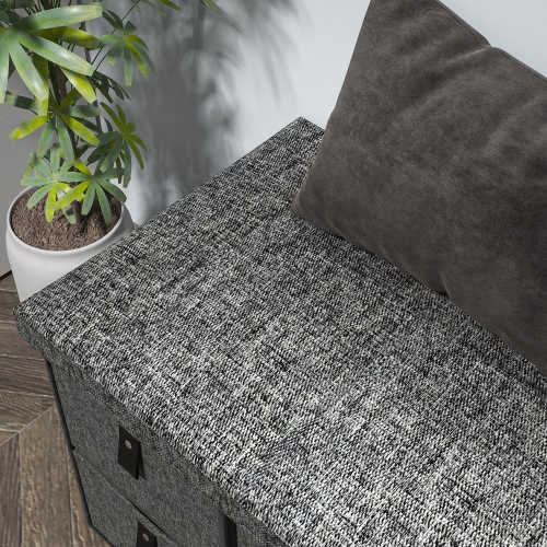 Banc à chaussures de HOMCOM avec siège, banc d'entrée avec coussin et 6 tiroirs en tissu pour couloir, salon, chambre à coucher, gris anthracite