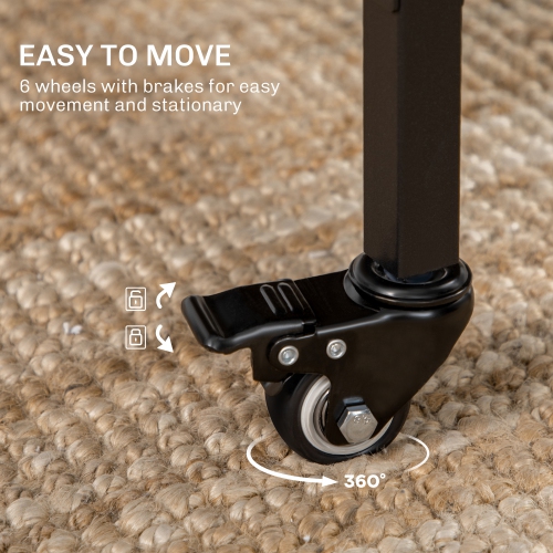 HOMCOM 51" Folding Dining Table for 6, Mobile Drop Leaf Table, Extendable Kitchen Table with Storage Shelf and 6 Wheels for Small Spaces, Rustic Brown