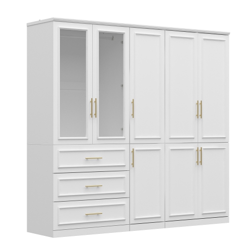 Homsee Large Wardrobe with Adjustable Shelves, Dual Hanging Rods, and Multiple Drawers for Comprehensive Storage,White