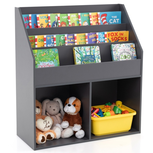 GYMAX  Honeyjoy Kids Wooden Bookshelf Bookcase Children Toy Storage Cabinet Organizer
