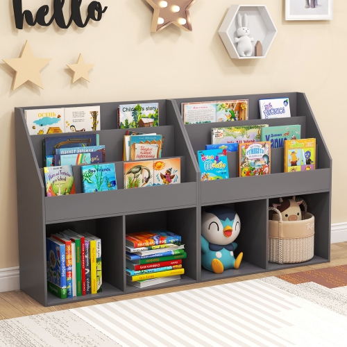 Gymax Honeyjoy Kids Wooden Bookshelf Bookcase Children Toy Storage Cabinet Organizer