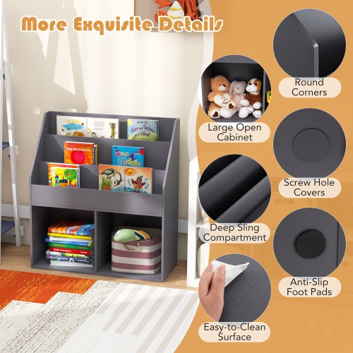 Gymax Honeyjoy Kids Wooden Bookshelf Bookcase Children Toy Storage Cabinet Organizer