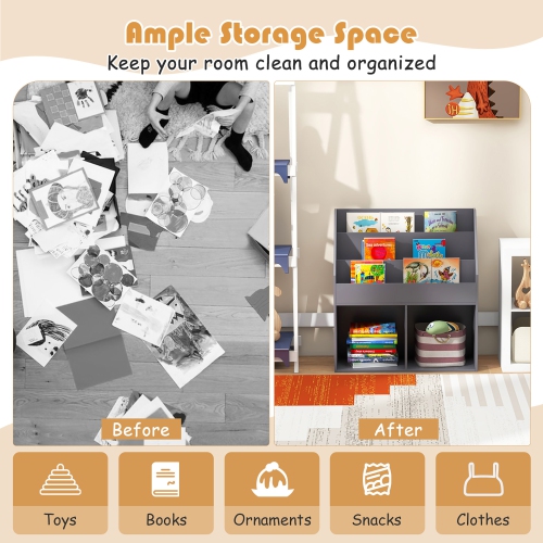 Gymax Honeyjoy Kids Wooden Bookshelf Bookcase Children Toy Storage Cabinet Organizer