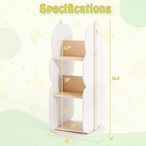 Gymax Kid's Rotating Bookshelf w/5 Shelves 360° Rotatable Display Shelf for Kid's Room