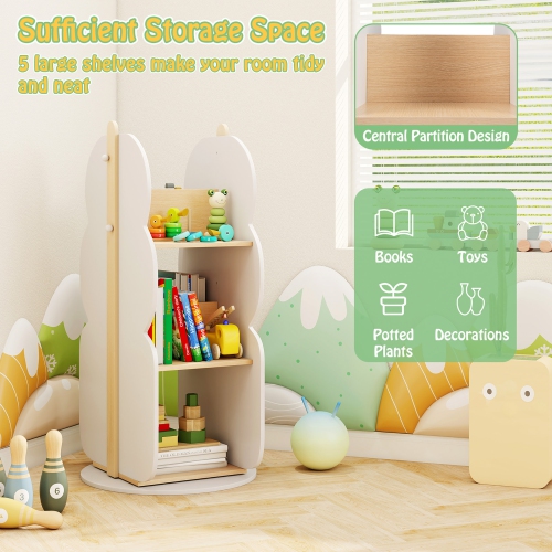 Gymax Kid's Rotating Bookshelf w/5 Shelves 360° Rotatable Display Shelf for Kid's Room