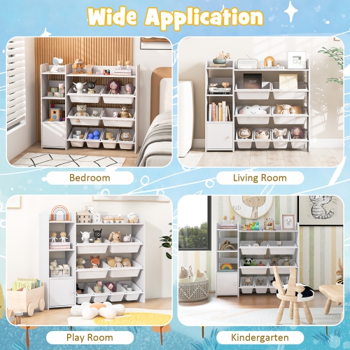 Gymax 4-Tier Kids Toy Storage Organizer Bookshelf w/ 8 Toy Organizer Bins Door