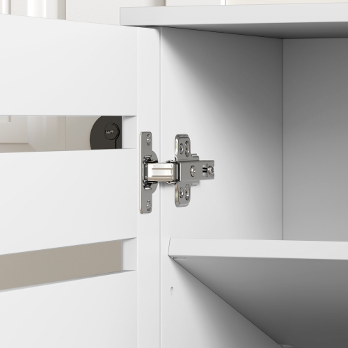 HOMCOM – Armoire à chaussures étroite avec 3 portes à lattes, armoire de rangement moderne pour chaussures avec tablettes réglables pour entrée,