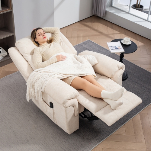 HOMCOM 8-Point Vibration Massage Recliner Chair, Manual Microfibre Reclining Sofa Chair for Living Room with Side Pockets, Footrest, Remote, Easy