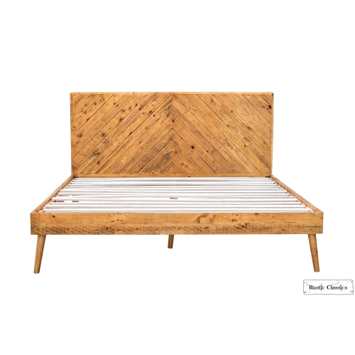 Rustic Classics Cypress 4 Piece Reclaimed Wood Platform Bedroom Furniture Set in Spice