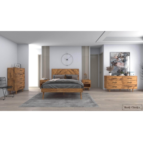 Image 1 of 9.. Rustic Classics Cypress 5 Piece Reclaimed Wood Platform Bedroom Furniture Set in Spice
