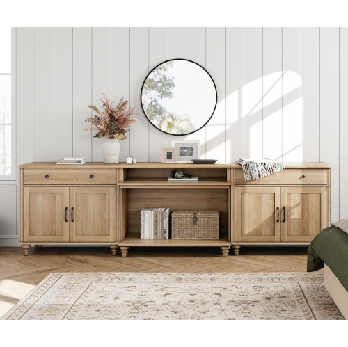 Meuble-foyer WAMPAT pour téléviseur 100/90/85 pouces, centre de divertissement haut avec foyer électrique de 36&nbsp;po, meuble en bois pour