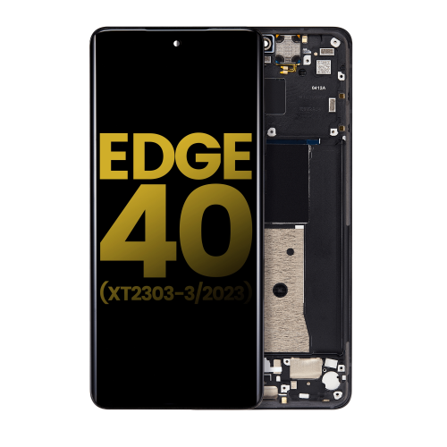 Excellent Premium Replacement OLED Assembly with Frame for Motorola Moto Edge 40 (XT2303-3 / 2023) -in Eclipse Black by ESOURCE PARTS - Refurbished condition - CA$260.54