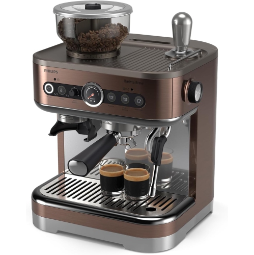 PHILIPS Barista Brew Semi Automatic Espresso Machine - Single & Double Espresso + Americano Button, 280g Dual Bean Container, Intuitive Guidance,