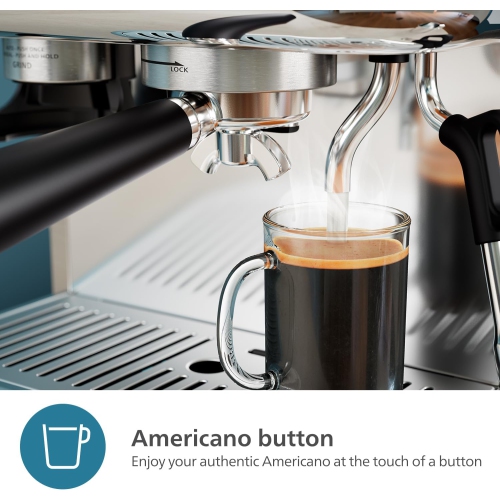 PHILIPS Barista Brew Semi Automatic Espresso Machine - Single & Double Espresso + Americano Button, 280g Dual Bean Container, Intuitive Guidance,