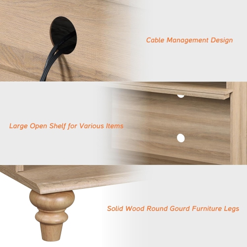 WAMAPT Buffet Cabinet with 4 Doors and 2 Drawers, Large Coffee Bar Tables Wood Kitchen Storage Cabinets, Farmhouse Sideboard Credenza with 2 Open